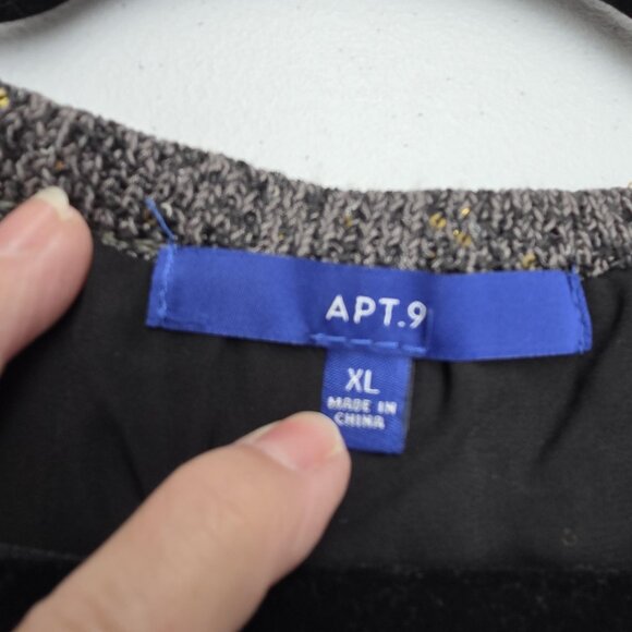 Apt. 9 Sweater Womens XL Gray Sequin Knit Asymmetrical Hem Layered Long Sleeve - Picture 5 of 11